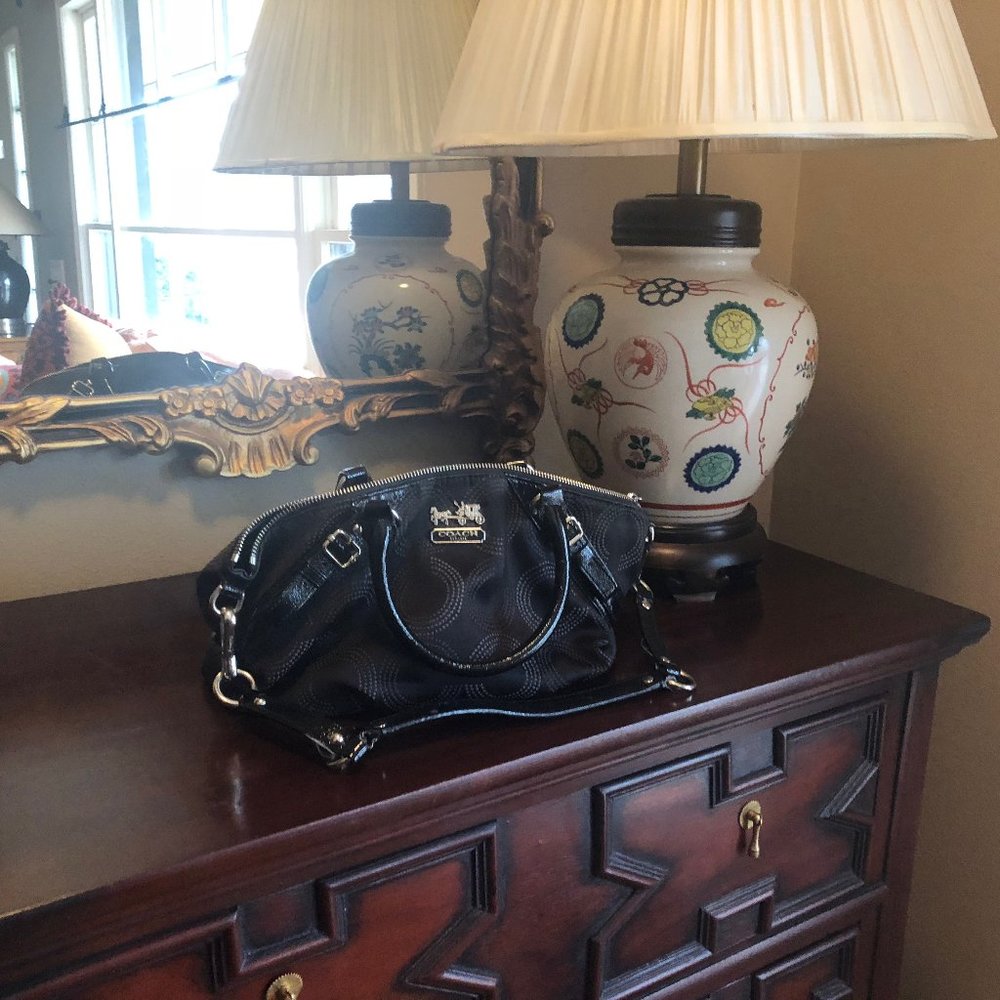 Coach logo over the shoulder purse